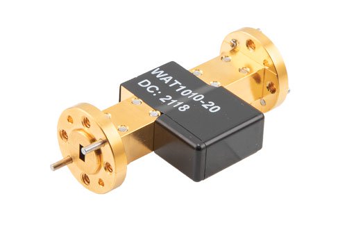 WR-15 Waveguide Fixed Attenuator, 20 dB, from 50 GHz to 75 GHz, UG-385/U Round Cover Flange, 2W Power