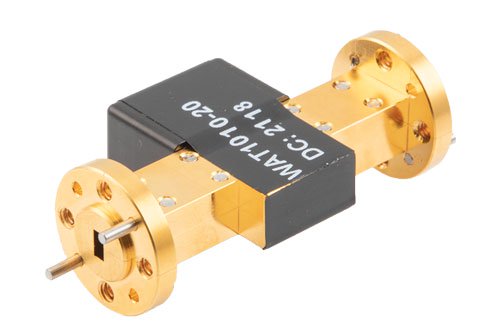 WR-15 Waveguide Fixed Attenuator, 20 dB, from 50 GHz to 75 GHz, UG-385/U Round Cover Flange, 2W Power