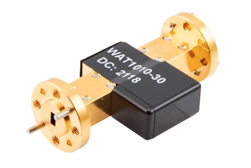 WR-15 Waveguide Fixed Attenuator, 30 dB, from 50 GHz to 75 GHz, UG-385/U Round Cover Flange, 2W Power