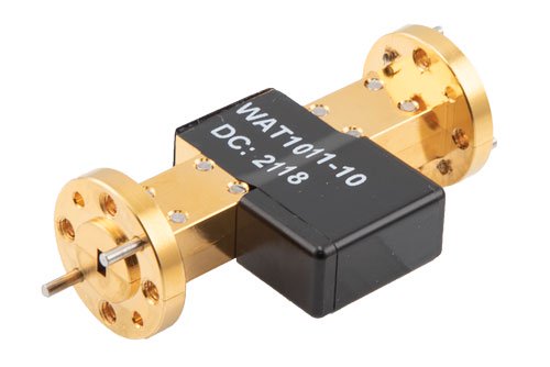 WR-12 Waveguide Fixed Attenuator, 10 dB, from 60 GHz to 90 GHz, UG-387/U Round Cover Flange, 1W Power