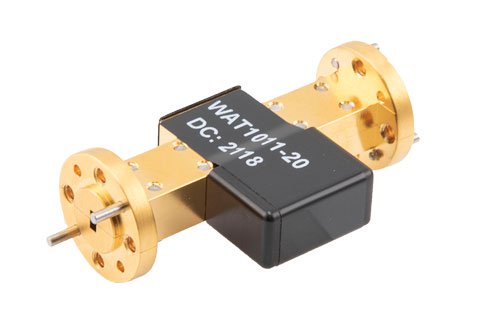 WR-12 Waveguide Fixed Attenuator, 20 dB, from 60 GHz to 90 GHz, UG-387/U Round Cover Flange, 1W Power
