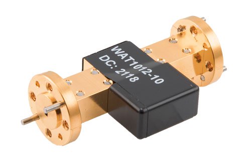 WR-10 Waveguide Fixed Attenuator, 10 dB, from 75 GHz to 110 GHz, UG-387/U-Mod Round Cover Flange, 1W Power