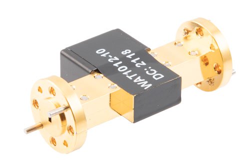 WR-10 Waveguide Fixed Attenuator, 10 dB, from 75 GHz to 110 GHz, UG-387/U-Mod Round Cover Flange, 1W Power