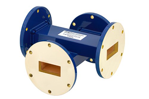 WR-137 50 dB Waveguide Crossguide Coupler, UG-344/U Round Cover Flange, 5.85 GHz to 8.2 GHz
