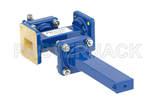 WR-62 Waveguide 50 dB Crossguide Coupler, UG-419/U Square Cover Flange, SMA Female Coupled Port, 12.4 GHz to 18 GHz, Bronze