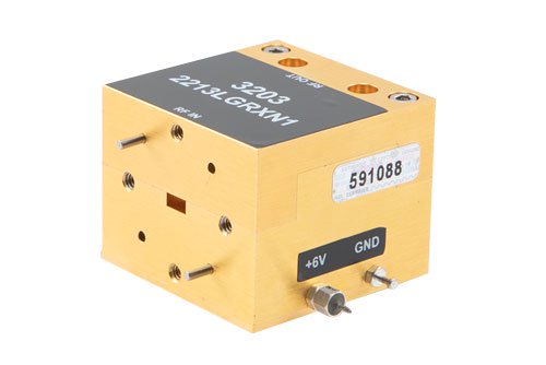 Low Noise Amplifier (LNA), 40 to 60 GHz Frequencies in U Band, WR-19 Waveguide connectors with UG-383/U-Mod Flanges, 36 dB Gain