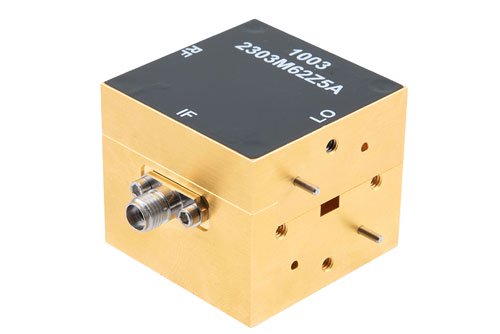 Waveguide Converter Mixer WR-19 from 40 GHz to 60 GHz, IF from DC to 20 GHz and LO Power of +13 dBm, UG-383/U-M Flange, U Band
