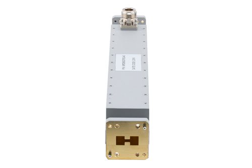 WRD-650 Double Ridge Waveguide 40 dB Broadwall Coupler, N Female Coupled Port, 6.5 GHz to 18 GHz, Brass