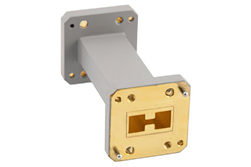 WRD-650 Straight Waveguide Section 3 Inch Length, UG Square Cover Flange from 6.5 GHz to 18 GHz in Brass