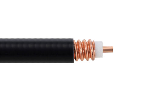 Low Loss SPF-500 Rated Corrugated Coax Cable with Black FRPE Jacket Superflexible Fire Rated