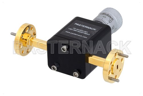 0 to 180 Degree WR-10 Waveguide Phase Shifter, From 75 GHz to 110 GHz, With a UG-387/U-Mod Round Cover Flange