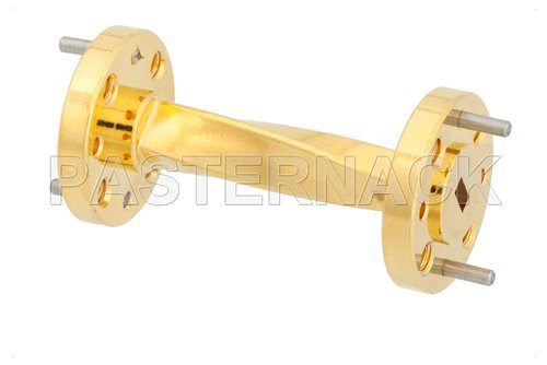 WR-15 90 Degree Waveguide Twist With a UG-385/U Flange Operating From 50 GHz to 75 GHz