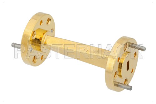 WR-15 45 Degree Left-hand Waveguide Twist With a UG-385/U Flange Operating From 50 GHz to 75 GHz