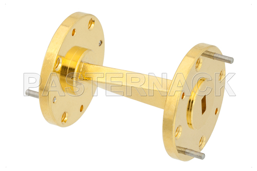 WR-19 45 Degree Left-hand Waveguide Twist With a UG-383/U-Mod Flange Operating From 40 GHz to 60 GHz