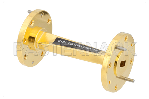 WR-22 45 Degree Left-hand Waveguide Twist With a UG-383/U Flange Operating From 33 GHz to 50 GHz