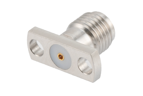 SMA Female Field Replaceable Connector 2 Hole Flange Mount 0.036 inch Pin, .355 inch Hole Spacing with Metal Contact Ring