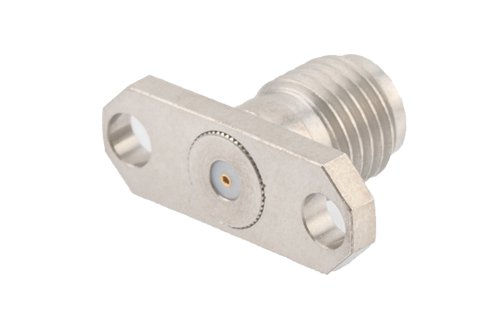 SMA Female Field Replaceable Connector 2 Hole Flange Mount 0.015 inch Pin, .481 inch Hole Spacing, with Metal Contact Ring