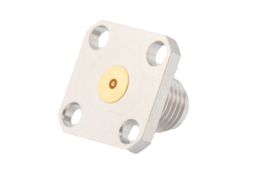 2.92mm Female Field Replaceable Connector 4 Hole Flange Mount 0.009 inch Pin, .340 inch Hole Spacing, with Metal Contact Ring