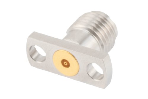 2.92mm Female Field Replaceable Connector 2 Hole Flange Mount 0.015 inch Pin, .355 inch Hole Spacing with Metal Contact Ring