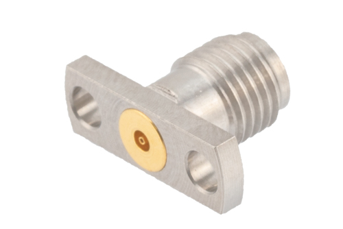 2.92mm Female Field Replaceable Connector 2 Hole Flange Mount 0.015 inch Pin, .400 inch Hole Spacing with Metal Contact Ring