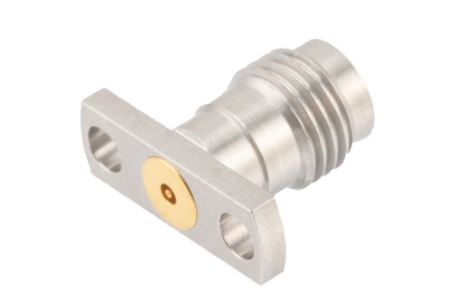 1.85mm Female Field Replaceable Connector 2 Hole Flange Mount 0.009 inch Pin, .400 inch Hole Spacing with Metal Contact Ring