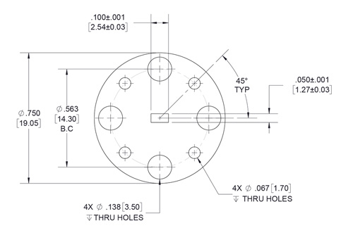 WR-10 Waveguide Shim, UG-Cover Round flange, 2mm Copper