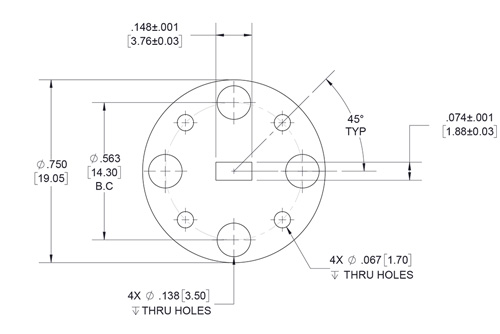 WR-15 Waveguide Shim, UG-Cover Round flange, 2mm Copper