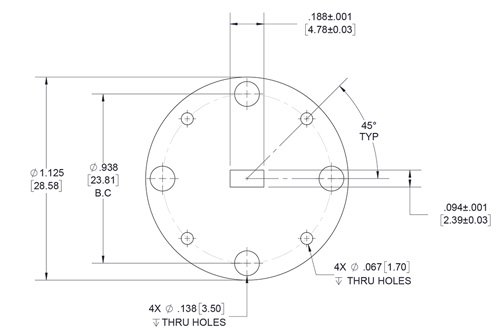 WR-19 Waveguide Shim, UG-Cover Round flange, 3mm Copper