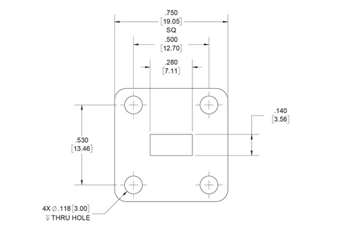 WR-28 Waveguide Shim, UG-Cover Square flange, 3mm Copper