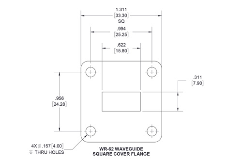 WR-62 Waveguide Shim, UG-Cover Square flange, 5mm Copper