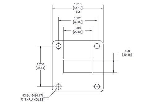 WR-90 Waveguide Shim, UG-Cover Square flange, 5mm Copper