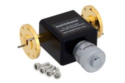 0 to 180 Degree WR-19 Waveguide Phase Shifter, From 40 GHz to 60 GHz, With a UG-383/U-Mod Round Cover Flange