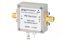 PE15A1047 - 50 dB Gain, 24 dBm, IP3, 2.2 dB NF, 14 dBm P1dB, 0.03 MHz to 600 MHz, Low Noise Amplifier, SMA