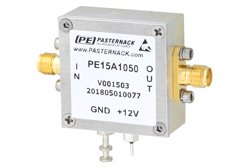 PE15A1050 - 1 dB NF Low Noise Amplifier, Operating from 50 MHz to 1 GHz with 18 dB Gain, 16 dBm P1dB and SMA