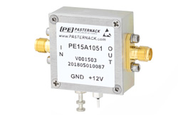 PE15A1051 - 1.3 dB NF Low Noise Amplifier, Operating from 20 MHz to 1 GHz with 30 dB Gain, 18 dBm P1dB and SMA