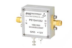PE15A1052 - 2.2 dB NF Low Noise Amplifier, Operating from 10 MHz to 1 GHz with 51 dB Gain, 13 dBm P1dB and SMA