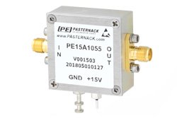 PE15A1055 - 3 dB NF Low Noise Amplifier, Operating from 0.01 MHz to 1.4 GHz with 42 dB Gain, 19 dBm P1dB and SMA