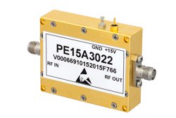 PE15A3022 - 1 Watt P1dB, 2 GHz to 18 GHz, Medium Power Broadband Amplifier, 37 dB Gain, 42 dBm IP3, SMA