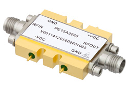 PE15A3038 - 18 dBm P1dB, 2 GHz to 35 GHz, Medium Power Broadband Amplifier, 12 dB Gain, 2.92mm