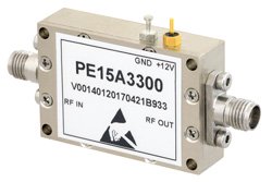 PE15A3300 - 43 dB Gain, 20 dBm IP3, 2 dB NF, 12 dBm P1dB, 26.5 GHz to 40 GHz, Low Noise Amplifier, 2.92mm