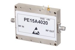 PE15A4020 - 40 dB Gain, 5 Watt P1dB, 17.5 GHz to 21.5 GHz, High Power GaAs Amplifier, 2.92mm Input, 2.92mm Output, 45 dBm IP3, 5 dB NF