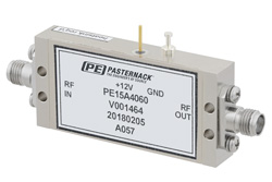 PE15A4060 - 47 dB Gain, 1 Watt P1dB, 6 GHz to 12 GHz, Medium Power Amplifier, SMA, 6.5 dB NF