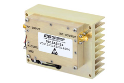 PE15A5034F - 1.5 Watt Psat, 800 MHz to 4.2 GHz, Medium Power GaAs Amplifier, SMA, 31 dB Gain, 41 dBm IP3, Class A/AB w/ Heatsink and Fan