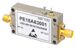 PE15A63001 - 1 dB NF Input Protected Low Noise Amplifier, Operating from 10 MHz to 1 GHz with 40 dB Gain, 17 dBm P1dB and SMA