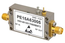 PE15A63005 - 1.2 dB NF Input Protected Low Noise Amplifier, Operating from 900 MHz to 1.2 GHz with 40 dB Gain, 10 dBm P1dB and SMA