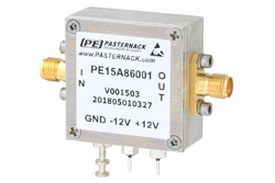 PE15A86001 - 11 dBm P1dB, DC to 1.5 GHz, DC Coupled Amplifier, 14 dB Gain, 25 dBm IP3, SMA