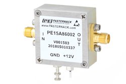 PE15A86002 - 14 dBm P1dB, DC to 17 MHz, DC Coupled Amplifier, 30 dB Gain, 25 dBm IP3, SMA
