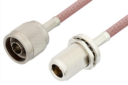 PE3034LF - N Male to N Female Bulkhead Cable Using RG142 Coax , LF Solder