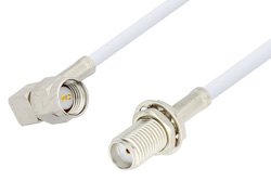 PE3050 - SMA Male Right Angle to SMA Female Bulkhead Cable Using RG188 Coax