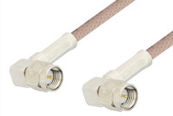 PE3141 - SMA Male Right Angle to SMA Male Right Angle Cable Using 95 Ohm RG180 Coax